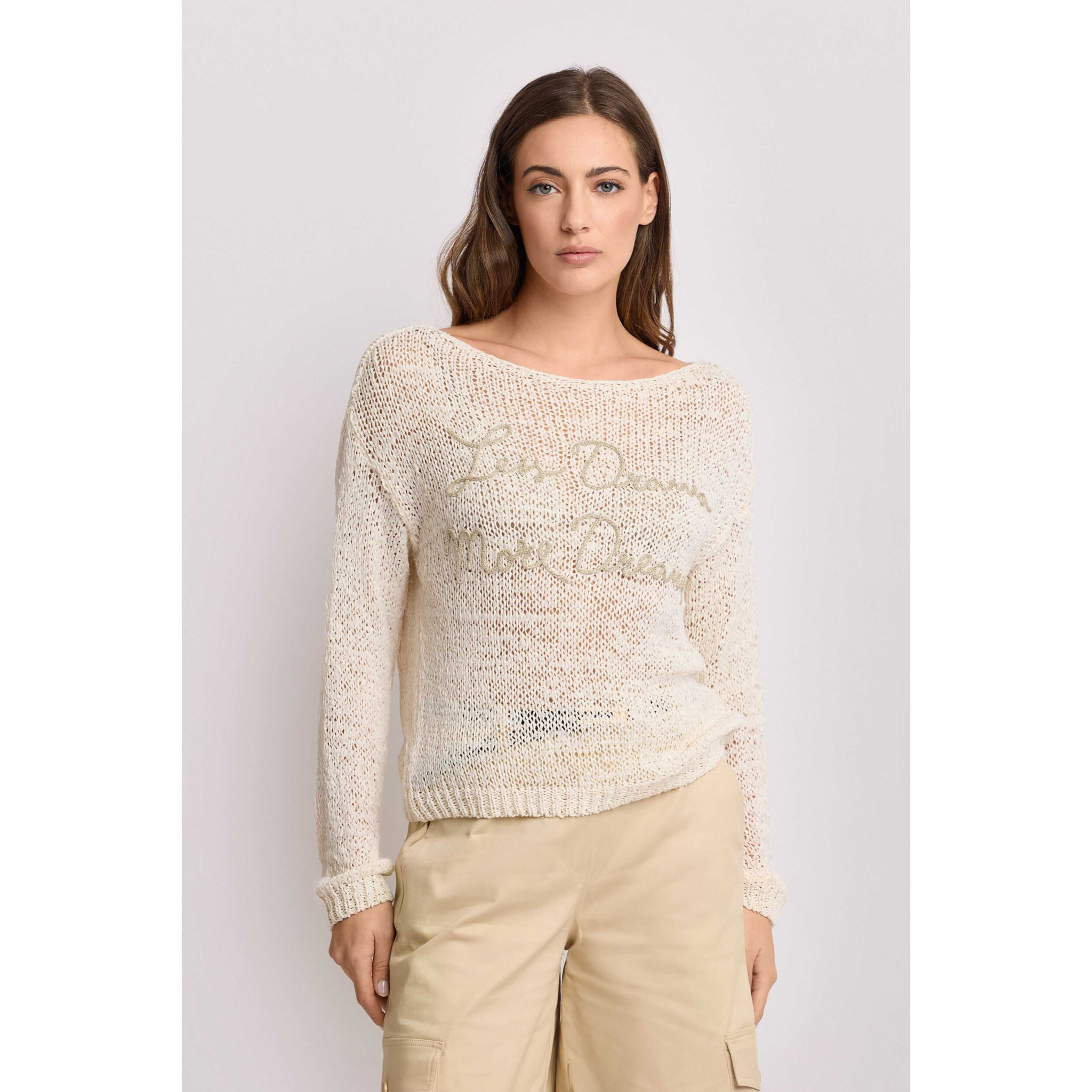 Kocca - Maglia con ricamo lettering Donna, Fantasia, Girocollo