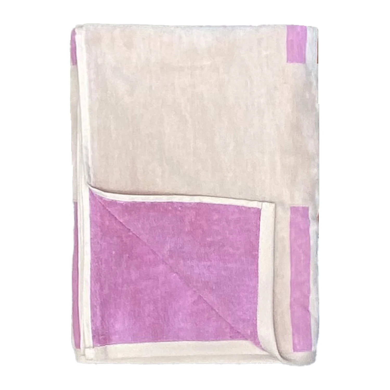Serviette de plage éponge velours Jacquard Rose 90x170 400g/m² - Summertime