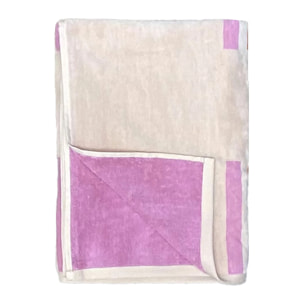 Serviette de plage éponge velours Jacquard Rose 90x170 400g/m² - Summertime