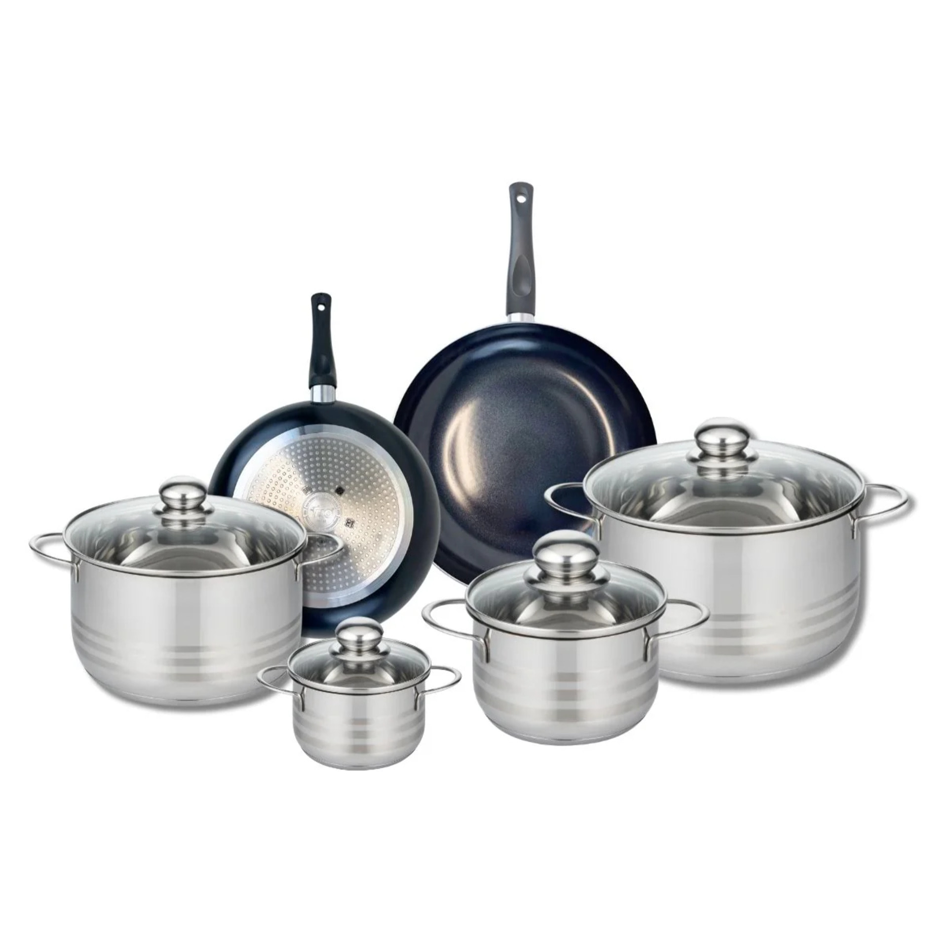 Ensemble de 2 Poêles de cuisson 20 et 24 cm et 4 faitouts 12, 16, 20 et 24 cm Elo Prima Brillant