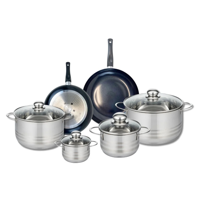 Ensemble de 2 Poêles de cuisson 20 et 24 cm et 4 faitouts 12, 16, 20 et 24 cm Elo Prima Brillant