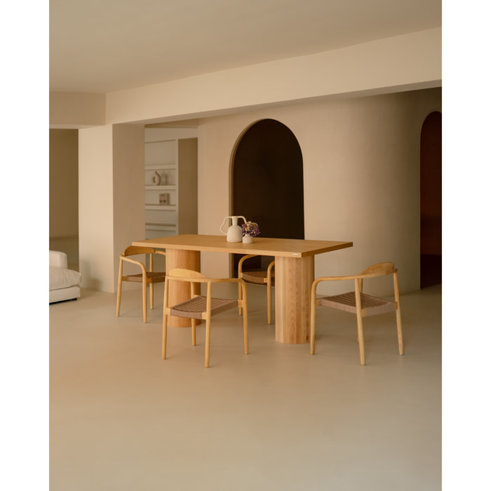 Table de salle à manger rectangulaire en bois de frêne en différentes tailles