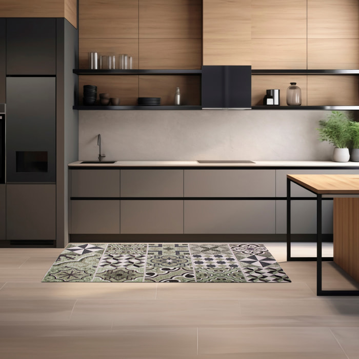 TAPPETO DA CUCINA CEMENTINE VERDE CENERE