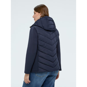 Fiorella Rubino - Plumífero bimaterial con capucha desmontable - Azul