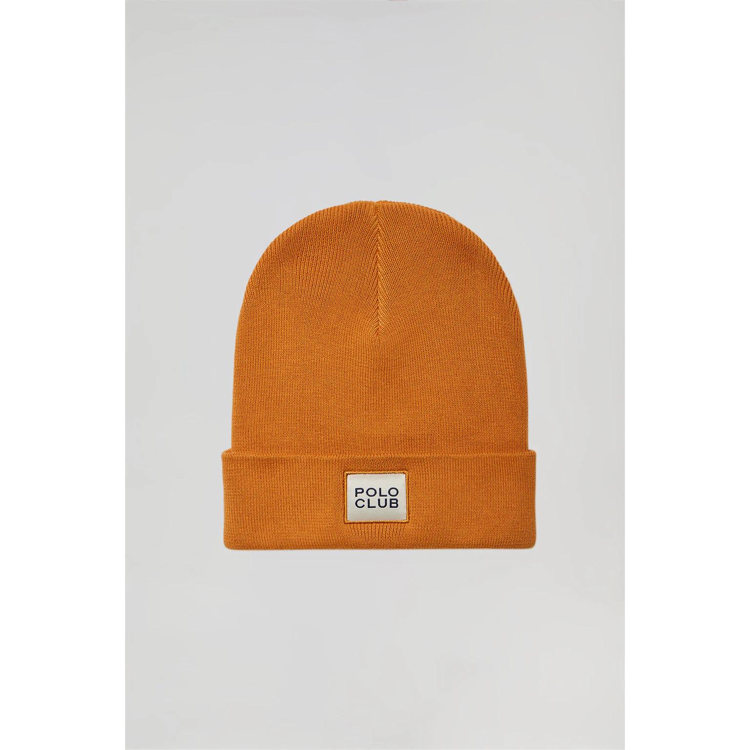 Cappellino curcuma in lana unisex con particolare Polo Club