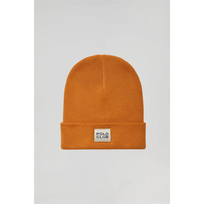 Cappellino curcuma in lana unisex con particolare Polo Club