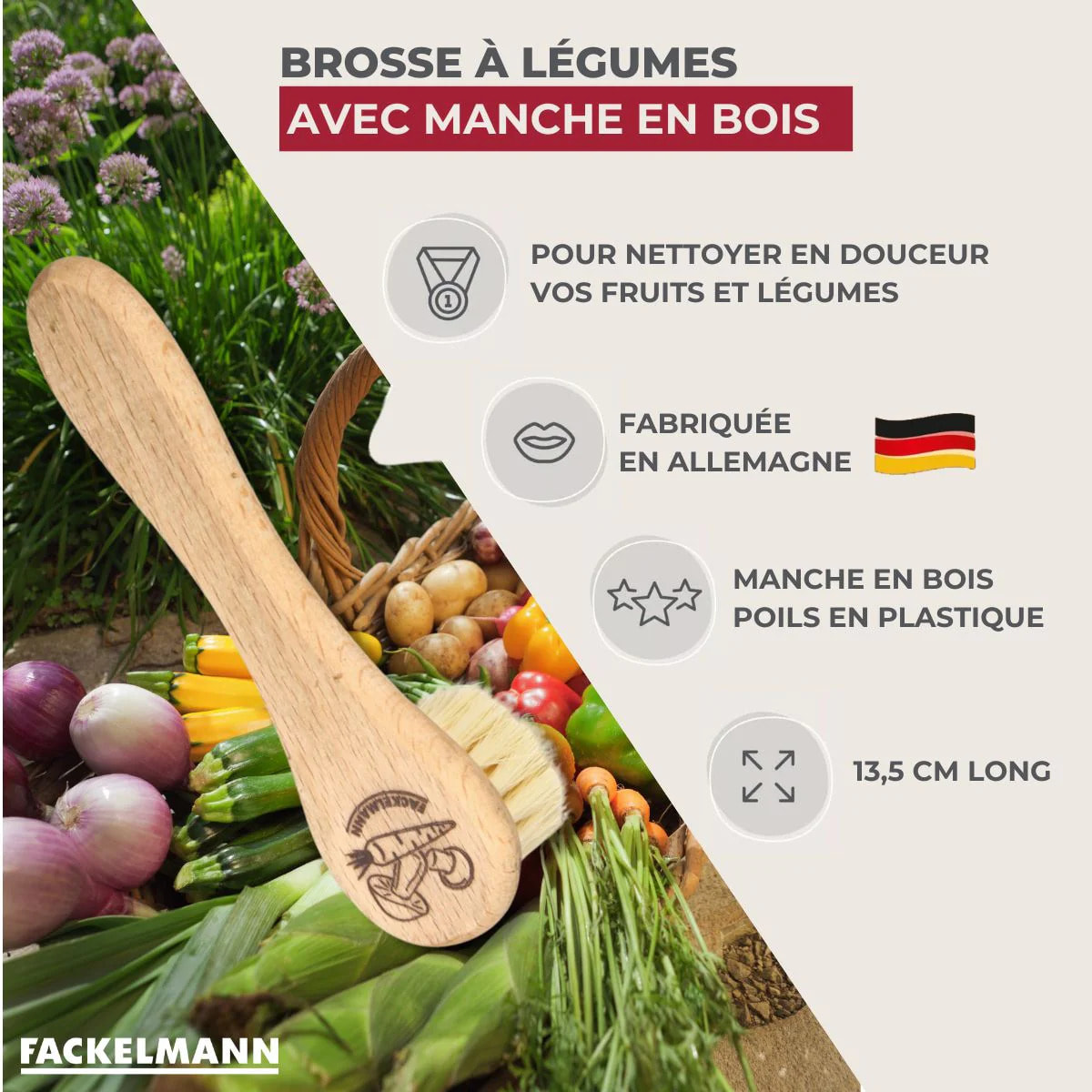 Brosse à légumes en bois Fackelmann Wood Edition