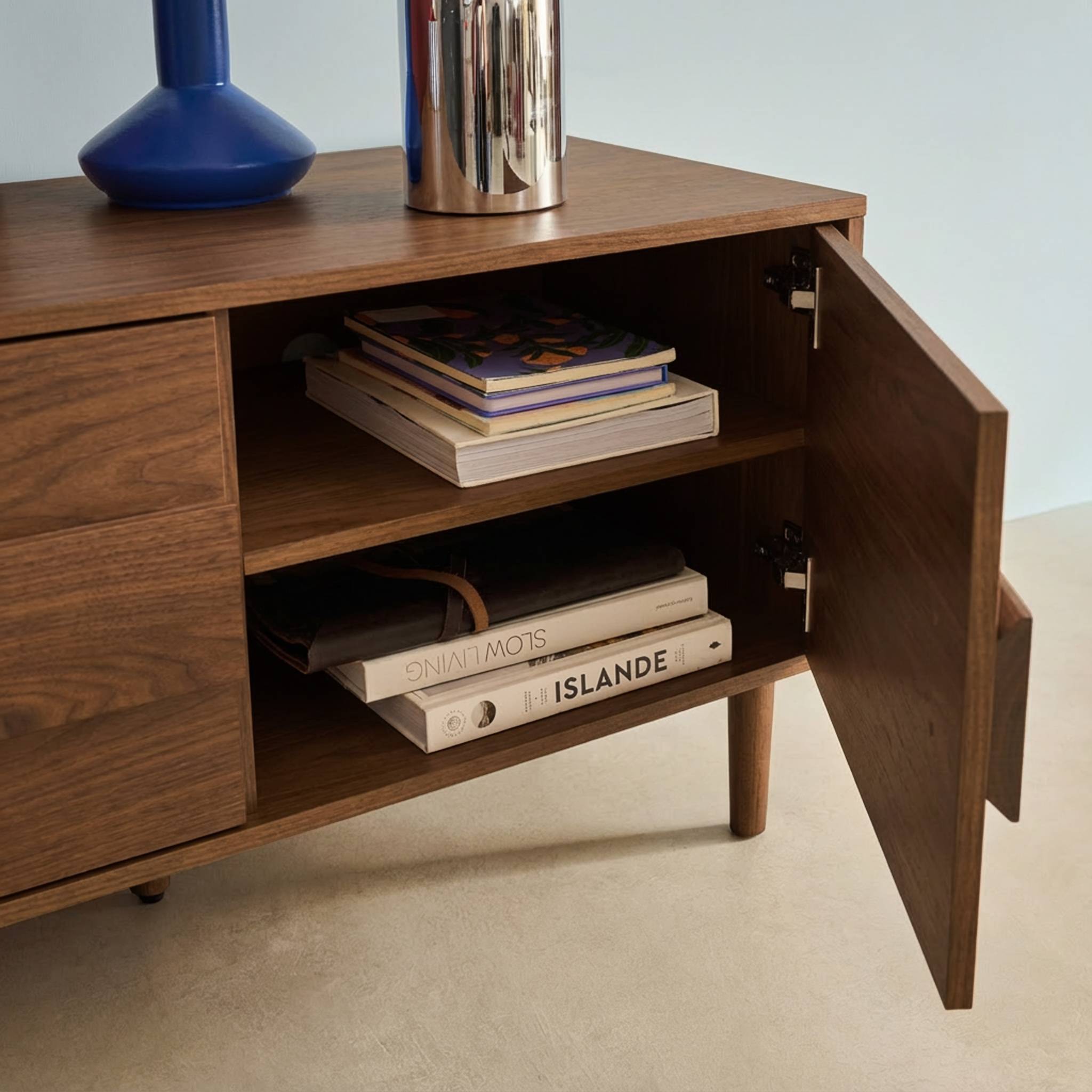 Meuble TV vintage décor bois 3 portes 150cm JULIANA