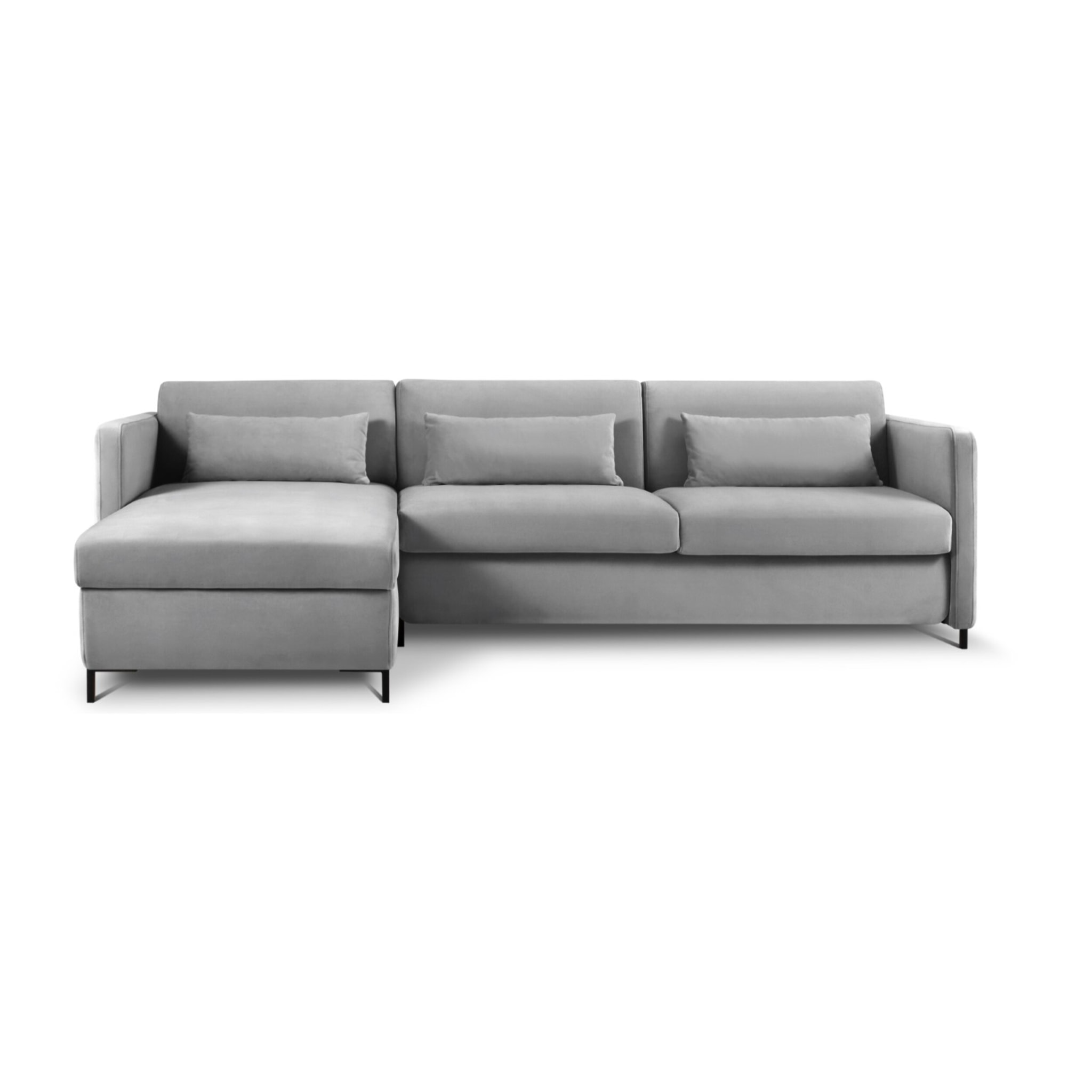 Canapé d'angle gauche convertible "Yanis" 4 places en velours gris