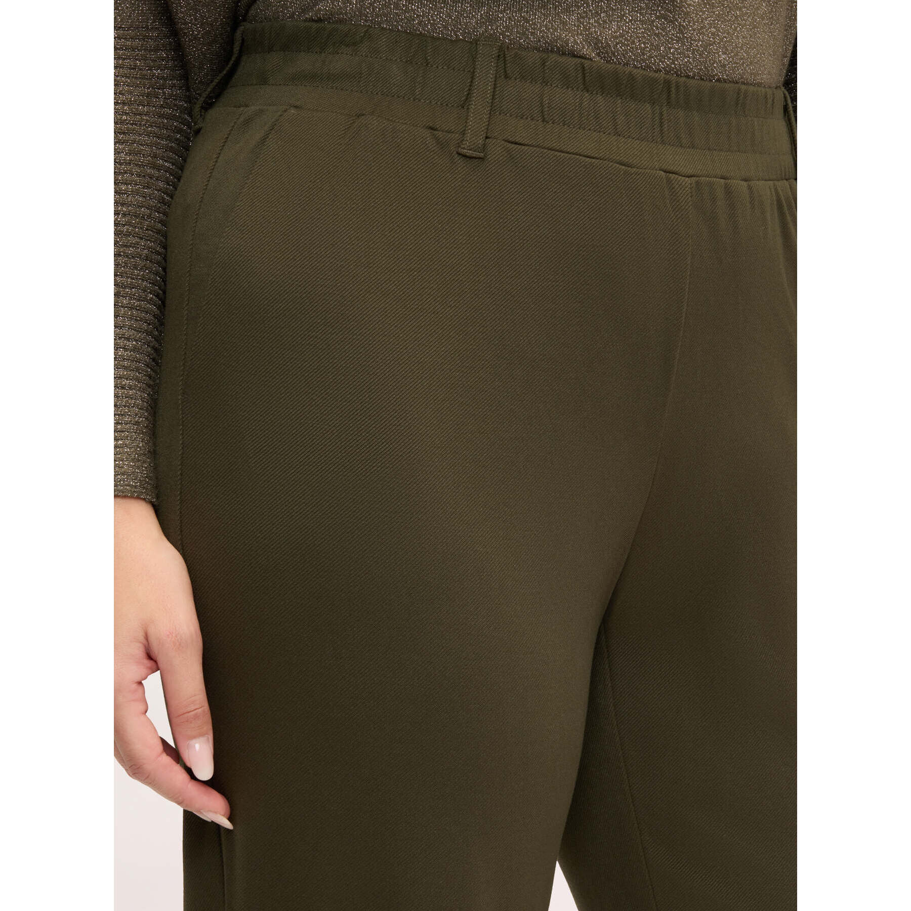 Fiorella Rubino - Pantaloni jogger con vita elastica e polsini a costine - Verde militare