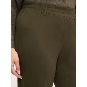 Fiorella Rubino - Pantaloni jogger con vita elastica e polsini a costine - Verde militare