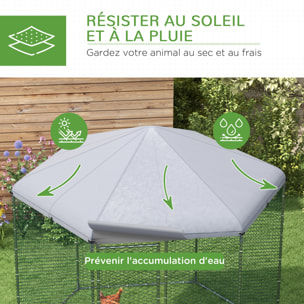 Enclos poulailler chenil 5 m² - parc grillagé dim. 2,8L x 2,45l x 2,46H m - entièrement couvert - acier oxford gris