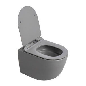PixL WC suspendu en céramique Vortex , fixations invisibles + abattant Soft-Close, Gris mat (CEPX010RTORPGRM)