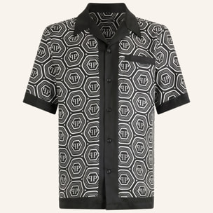 PHILIPP PLEIN Silk Bowling Shirt Monogram 70's