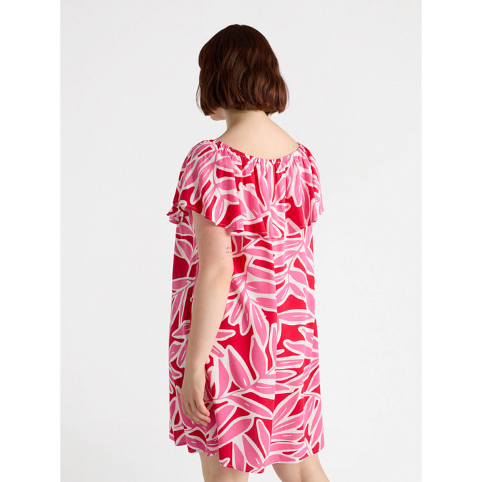 Fiorella Rubino - Vestito stampato in viscosa LENZING™ ECOVERO™ - Rosso