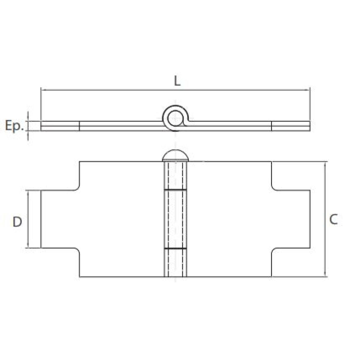 Charnière à souder Flèchisse brosse à bouchon 60 mm TORBEL - CSF0600