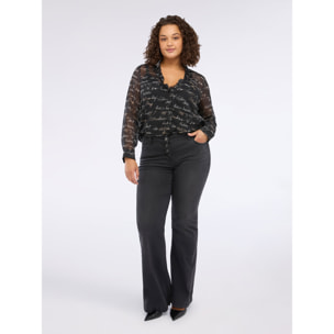 Fiorella Rubino - Camisa con estampado de letras en crepé - Negro