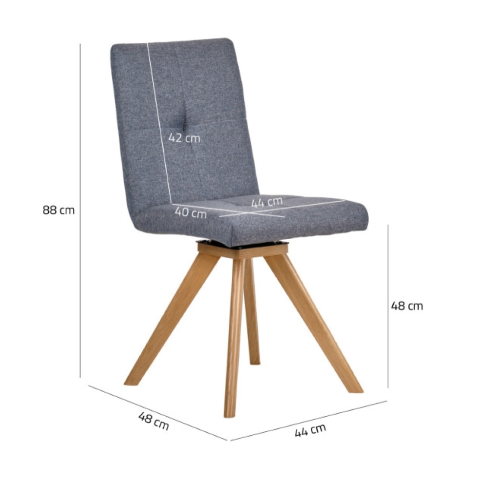 Chaise rotative en tissu & piètement en chêne - 3 coloris - HORTENSE
