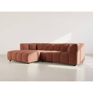 Curtis - canapé d'angle gauche 4 places avec accoudoir en tissu texturé - Terracotta