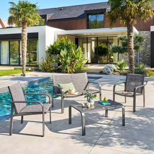 Salon de jardin Piazza 4 places gris graphite