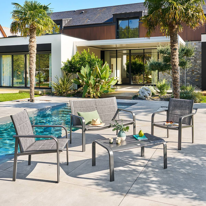 Salon de jardin Piazza 4 places gris graphite