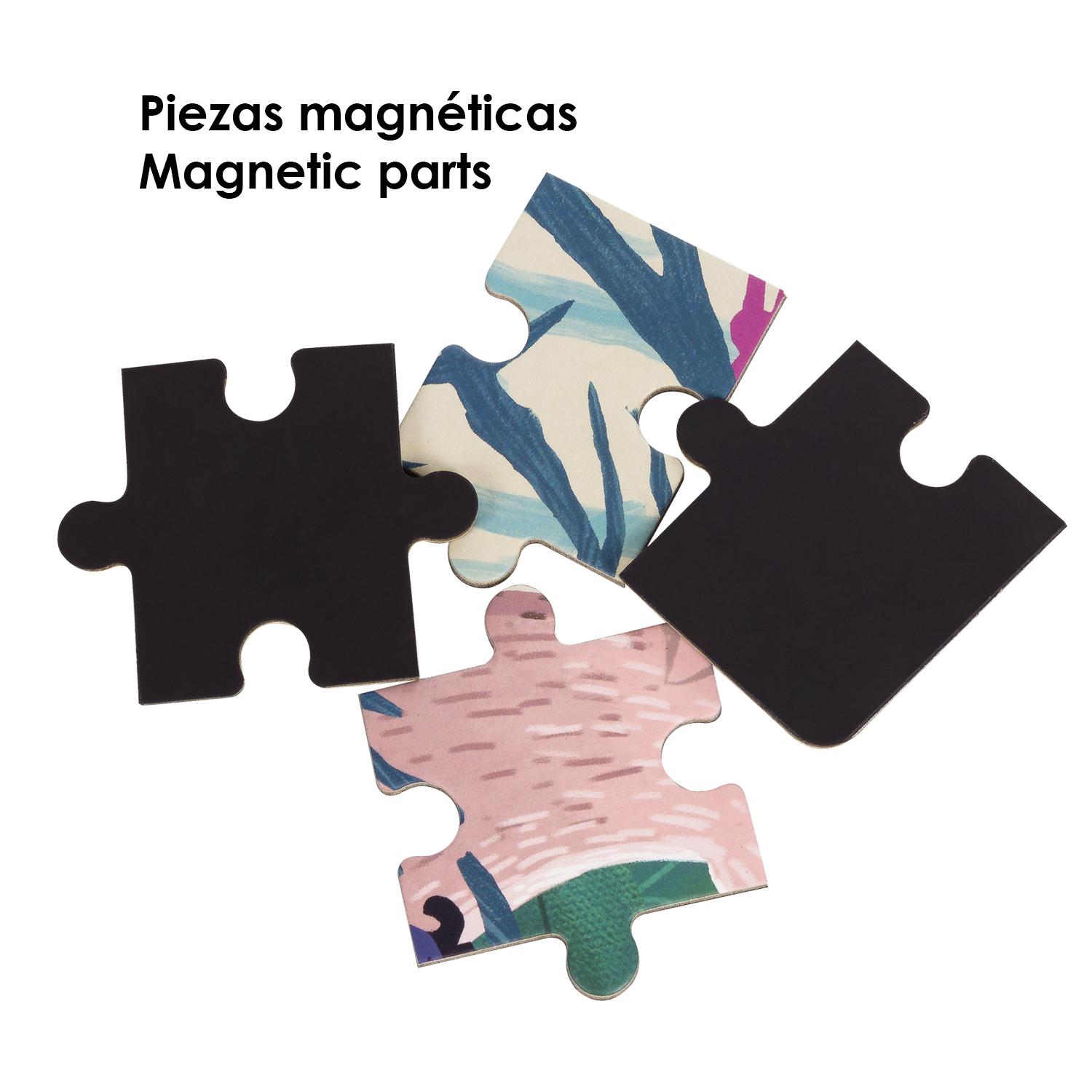 Puzzle di design Animal World di 40 pezzi magnetici. Formato a libro, 2 puzzle da 20 pezzi in 1.