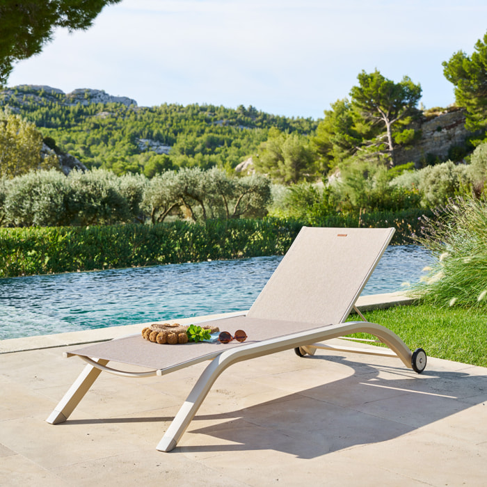 Transat "Jimani" badianne & argile 2 roues en aluminium et texaline