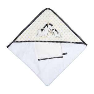 Cape de bain plus gant en coton blanc