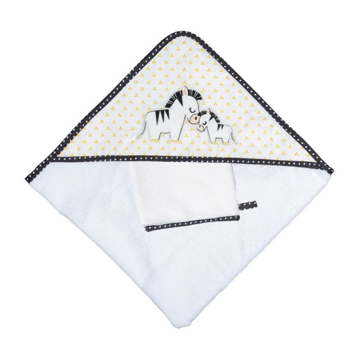 Cape de bain plus gant en coton blanc