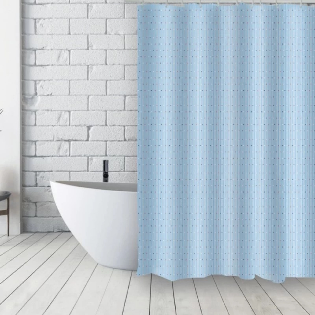 Rideau de douche Français Polyester 180x200cm AU FIL DE L'EAU Bleu MSV