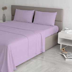 COMPLETO LETTO MAX COLOR, 100% Cotone, Made in Italy - LILLA