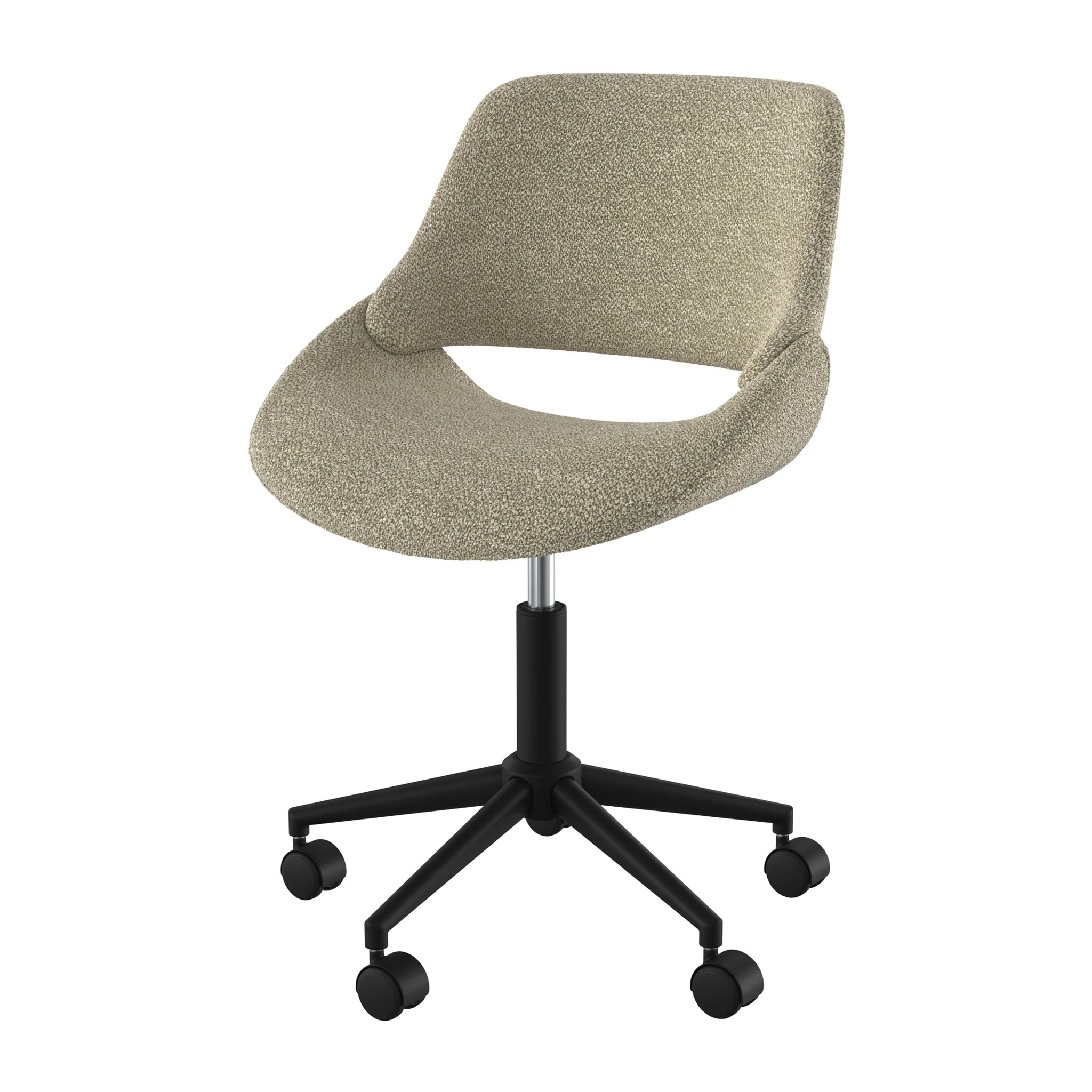 Chaise de bureau pivotante et réglable en tissu bouclé beige - Dune