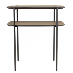 FLEUR - Table d'appoint double plateau couleur mocha pieds métal noir