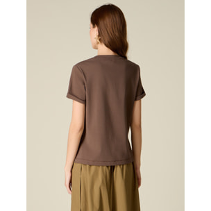 Oltre - T-shirt con ricamo gioiello lettering - Marrone
