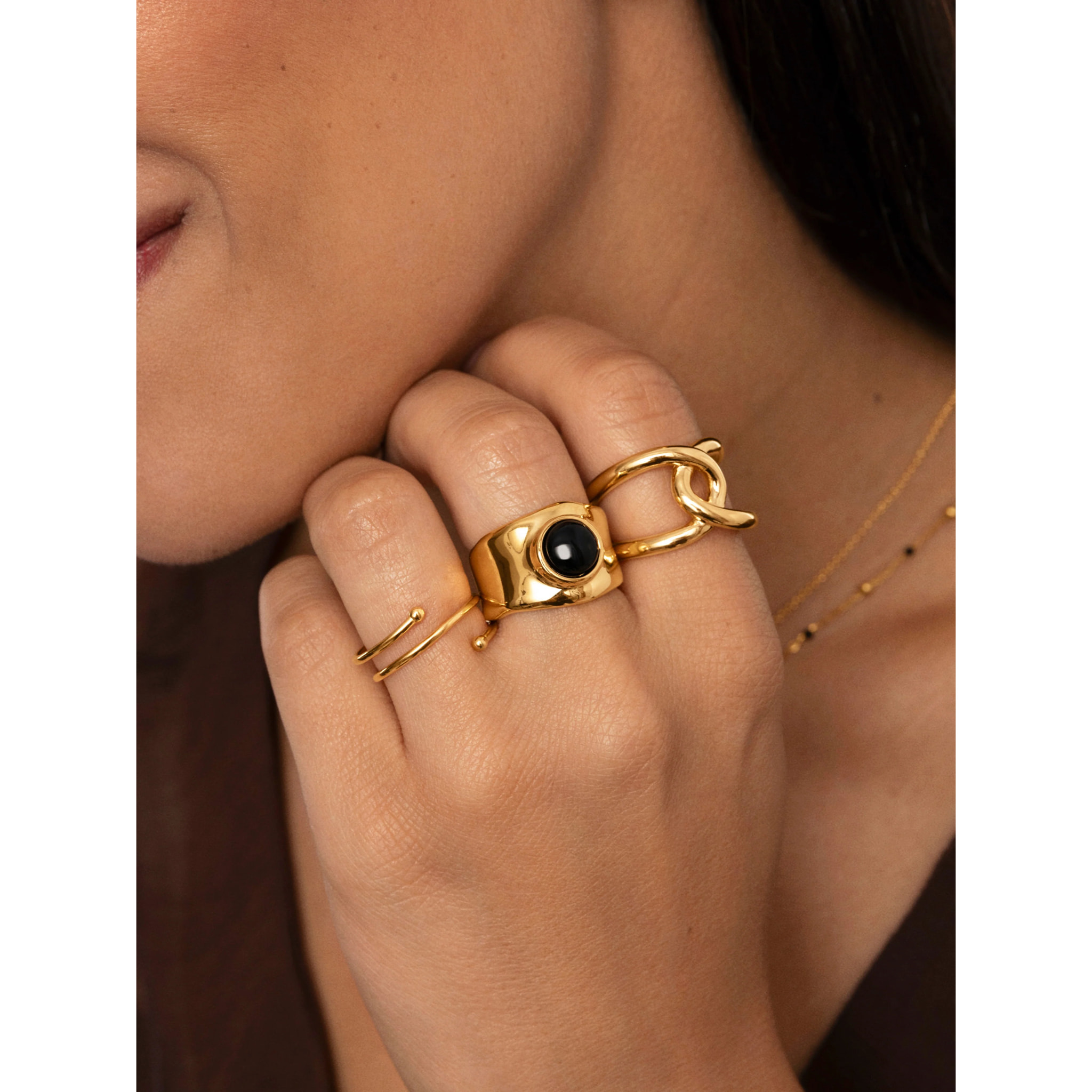 Anillo One Link Acero Baño Oro