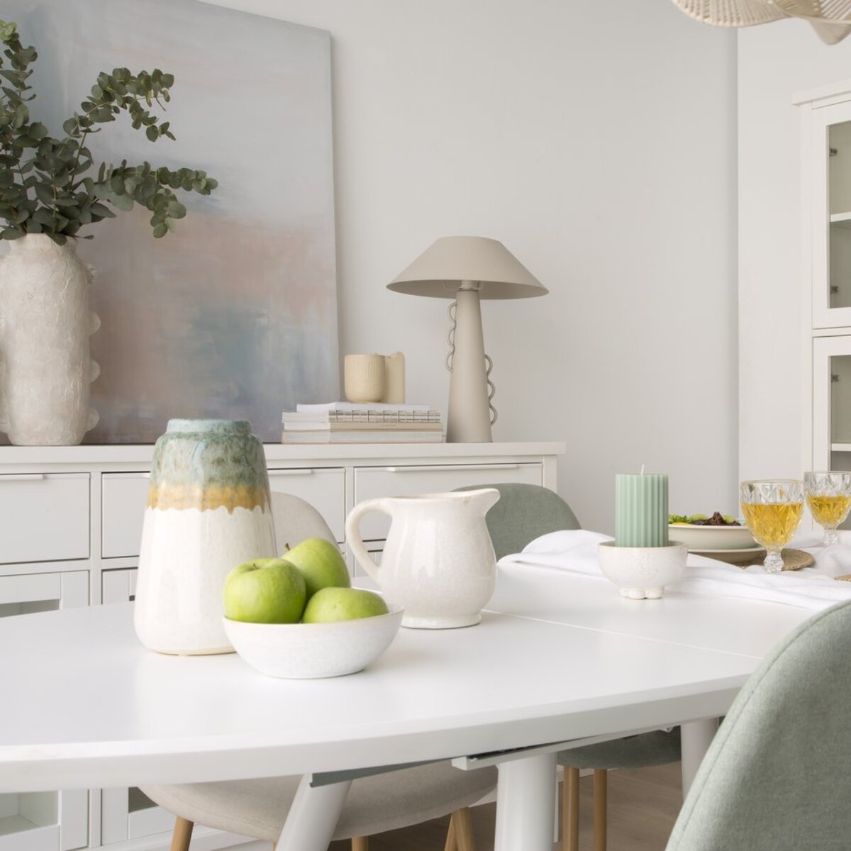 Table à manger extensible Didier -tableau en mdf-couleur laqué blanc mat 160 x 76 x 93 cm