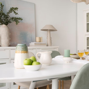 Table à manger extensible Didier -tableau en mdf-couleur laqué blanc mat 160 x 76 x 93 cm