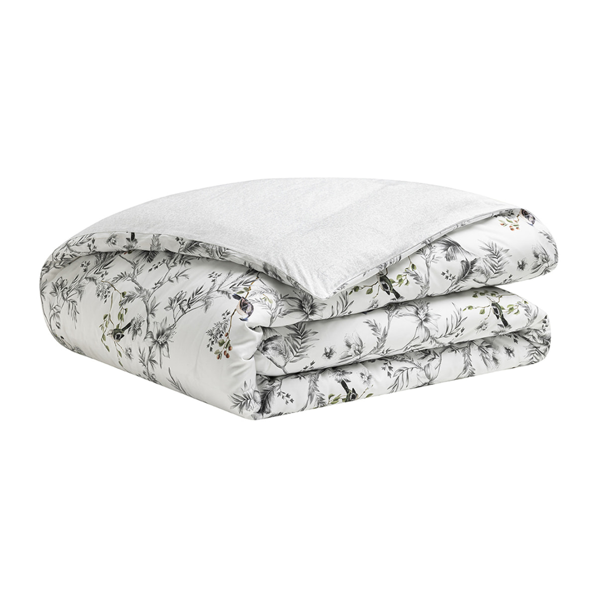 Housse de couette imprimée en satin de coton bio, CHARME, Noir et blanc