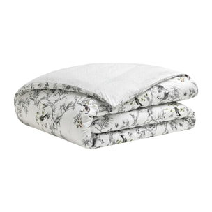 Housse de couette imprimée en satin de coton bio, CHARME, Noir et blanc