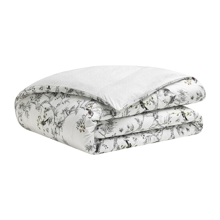 Housse de couette imprimée en satin de coton bio, CHARME, Noir et blanc