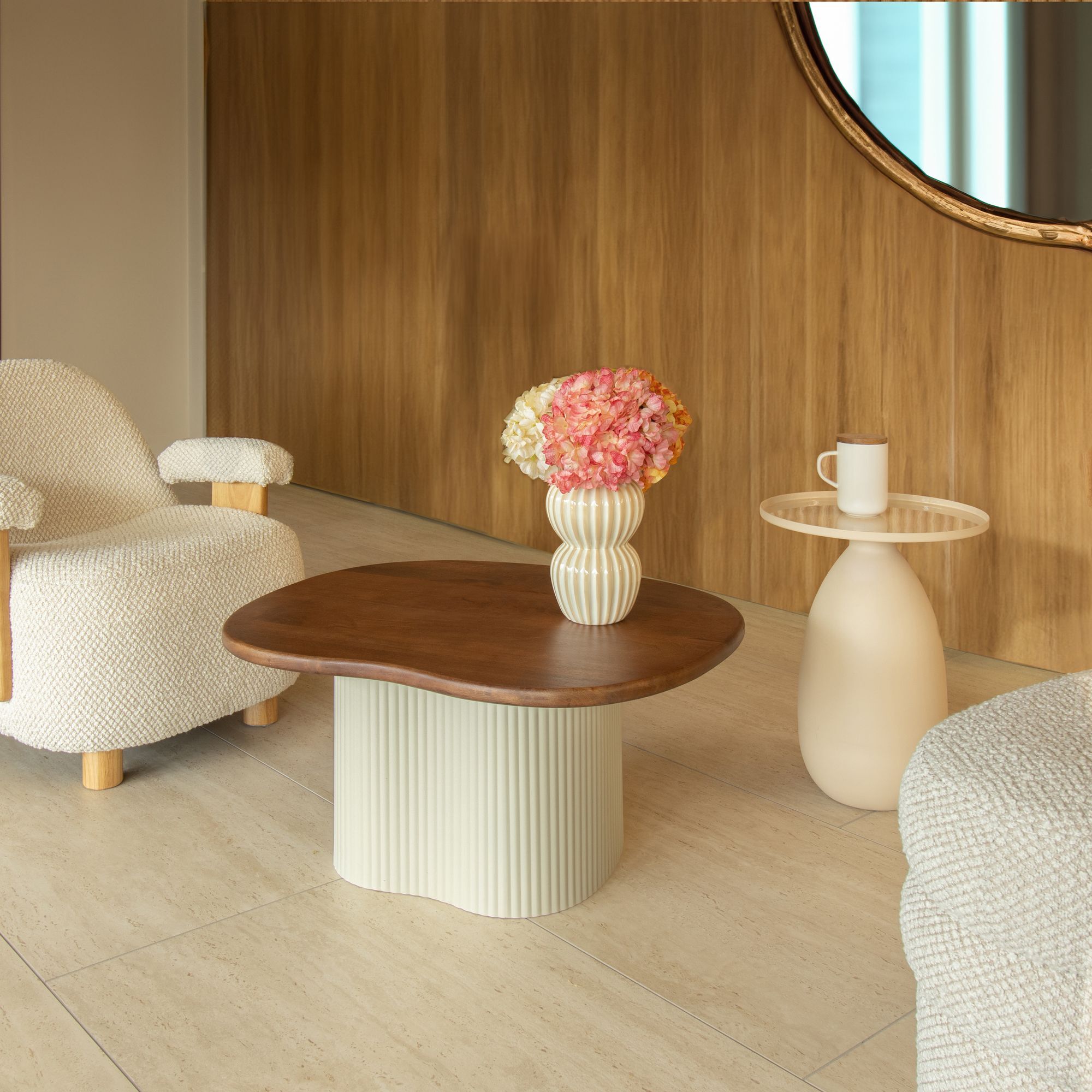 Table d'appoint plateau en métal avec effet céramique VOLDA
