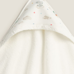 Toalla de baño con capucha elefantes Sielu color blanco Algodón