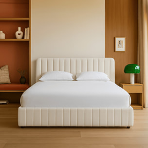 Lit coffre avec tête de lit en velours - AVA