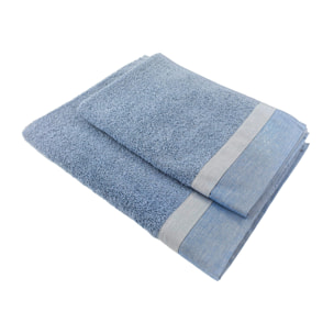 Set Spugna VARAZZE 2 Pezzi: Viso+Ospite - Azzurro - 450 gr/m² - Puro Cotone