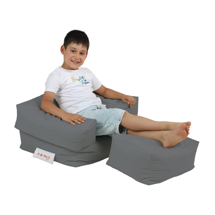 Sillón + puf para niños para exteriores humo