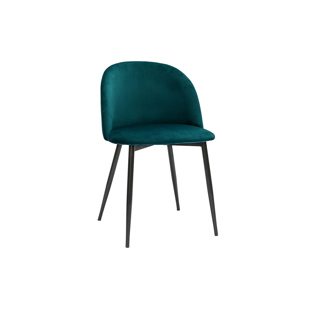 Chaises design en tissu velours bleu pétrole et métal noir (lot de 2) CELESTE