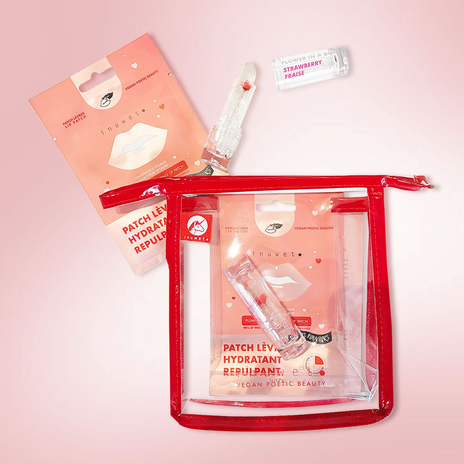 Supers Pouvoirs - Trousse Berry Rouge Patch Lèvres Hydratant Repulpant + Rouge à Levres Flower in a box parfum Fraise