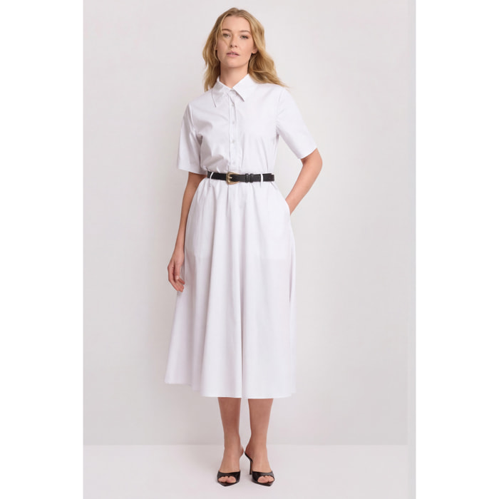 Kocca - Abito chemisier midi con cintura Donna, Tinta unita, Colletto di camicia