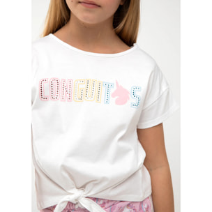 Camiseta Unicornio Strass Blanco