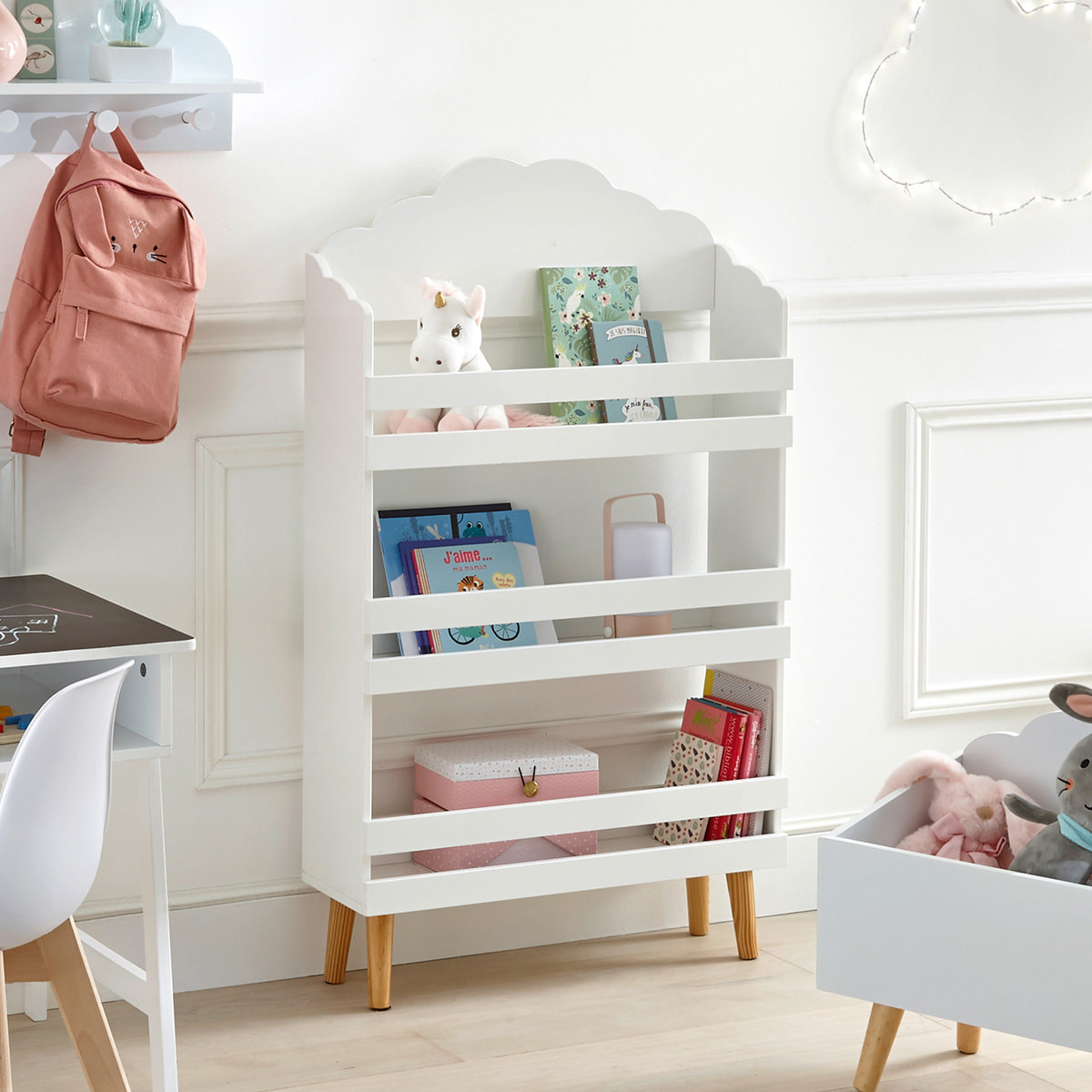 Bibliothèque enfant "Douceur" nuage blanc H100cm